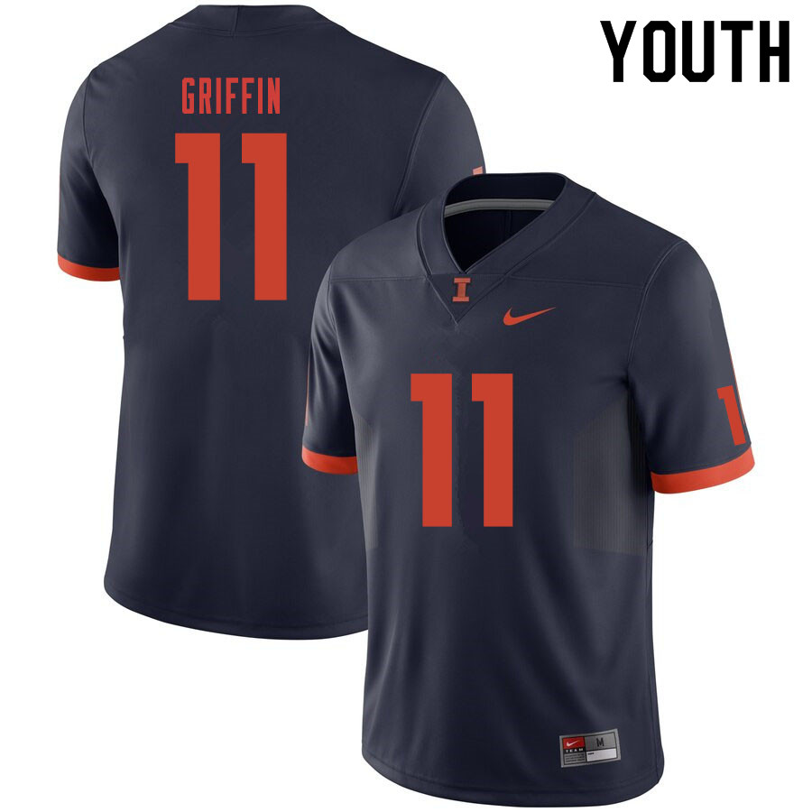 Youth #11 Caleb Griffin Illinois Fighting Illini College Football Jerseys Sale-Navy